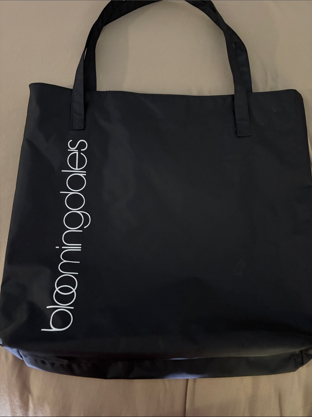 Bloomingdale's Black Tote with White Vertical Logo